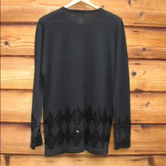 Vintage Black Sequin Cardigan Sweater - Picture 6 of 8